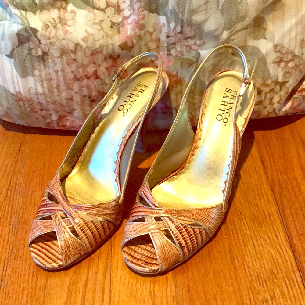 Tan Reptile Print Heels